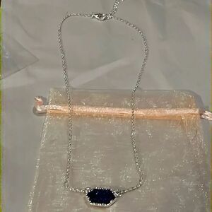 Beautiful Silver Necklace Deep Blue Stone